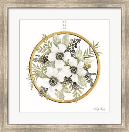Framed Geometric Circle Muted Floral Print