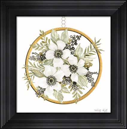 Framed Geometric Circle Muted Floral Print
