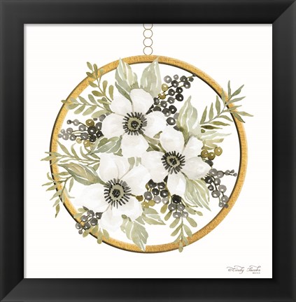 Framed Geometric Circle Muted Floral Print