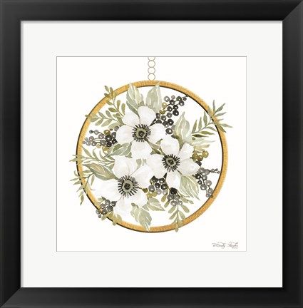 Framed Geometric Circle Muted Floral Print