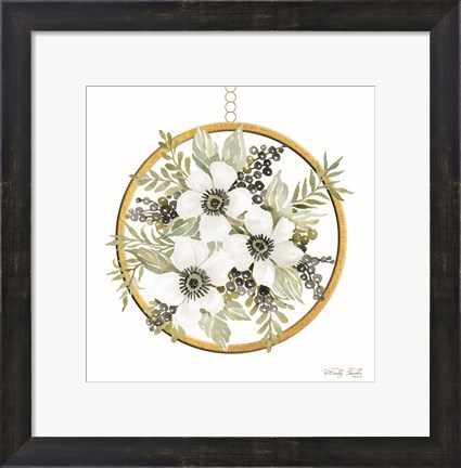 Framed Geometric Circle Muted Floral Print