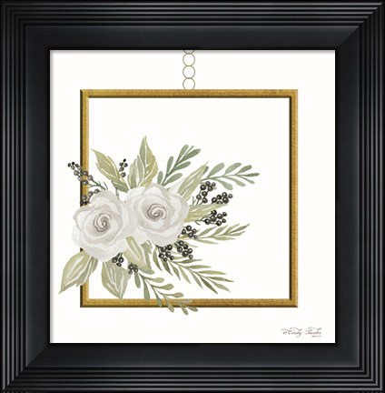 Framed Geometric Square Muted Floral Print