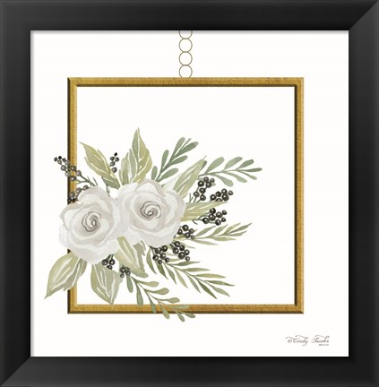 Framed Geometric Square Muted Floral Print