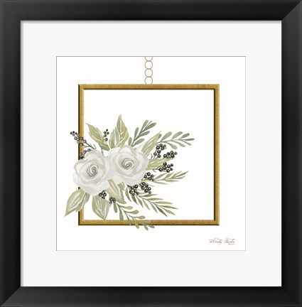 Framed Geometric Square Muted Floral Print