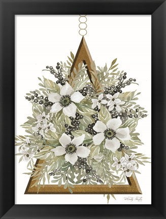 Framed Geometric Triangle Muted Floral I Print