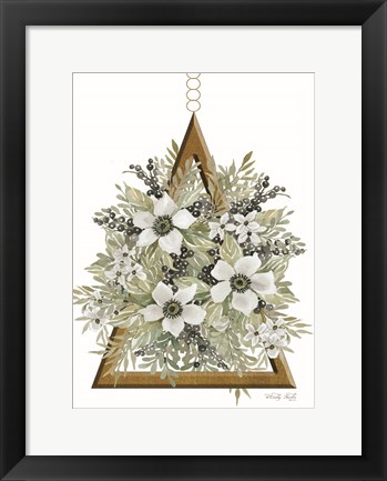 Framed Geometric Triangle Muted Floral I Print