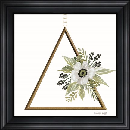 Framed Geometric Triangle Muted Floral II Print