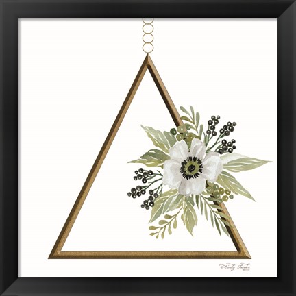 Framed Geometric Triangle Muted Floral II Print