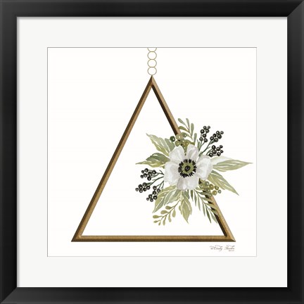 Framed Geometric Triangle Muted Floral II Print