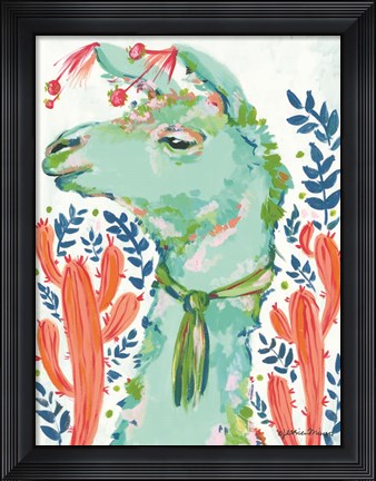 Framed Llama in the Desert Print