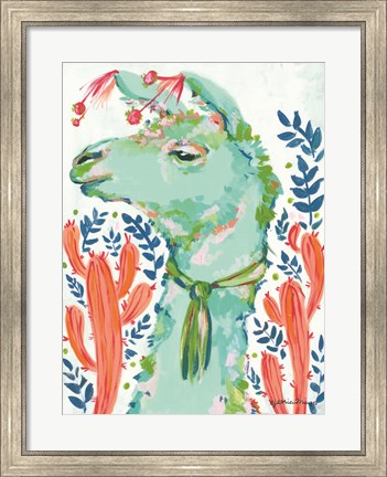 Framed Llama in the Desert Print