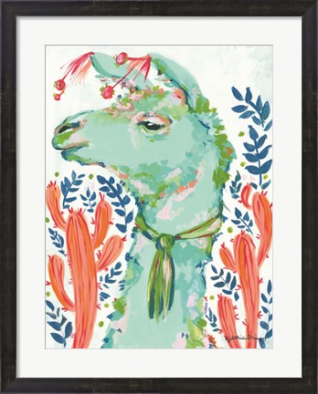 Framed Llama in the Desert Print
