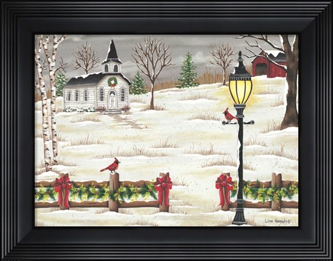 Framed Christmas Lamppost Print