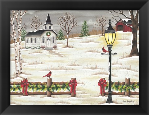 Framed Christmas Lamppost Print