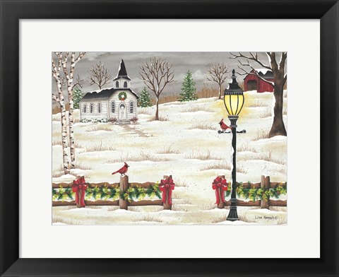 Framed Christmas Lamppost Print