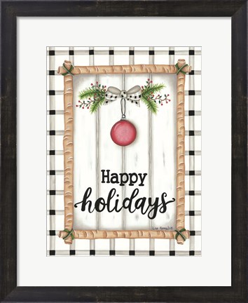 Framed White Holiday Plaid Print