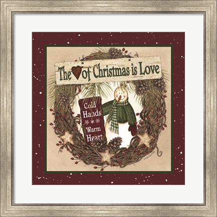 Framed Heart of Christmas Wreath Print