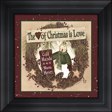Framed Heart of Christmas Wreath Print