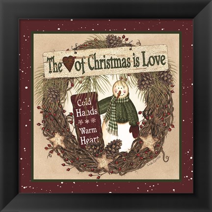 Framed Heart of Christmas Wreath Print