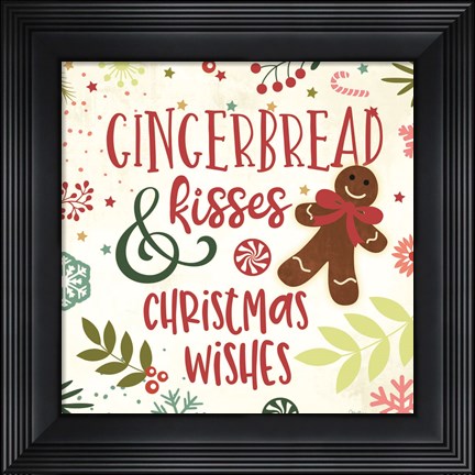 Framed Gingerbread Kisses Print