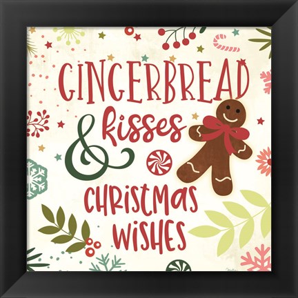 Framed Gingerbread Kisses Print