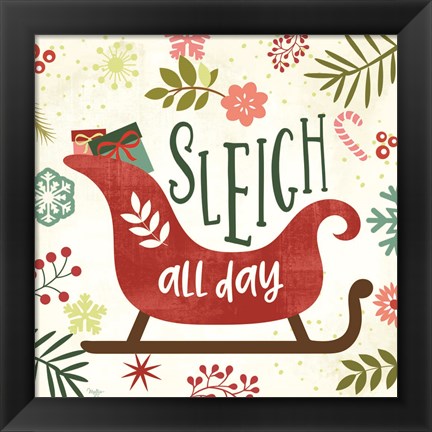 Framed Sleigh Rides All Day Print
