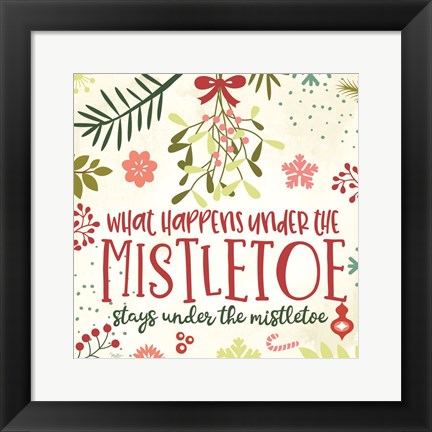 Framed What Happens Under the Mistletoe Print