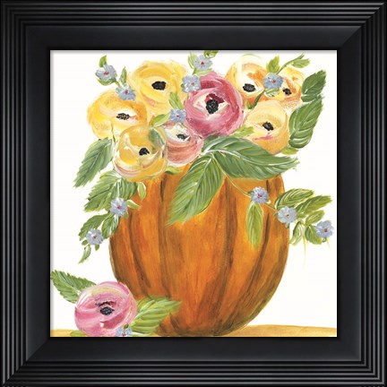 Framed Pumpkin Full of Roses Print