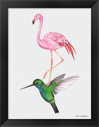 Framed Hummingbird and the Flamingo Print