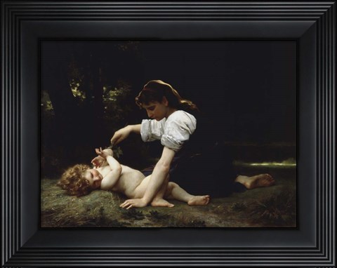 Framed Young Woman and Child, 1881 Print