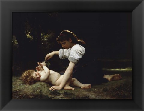 Framed Young Woman and Child, 1881 Print