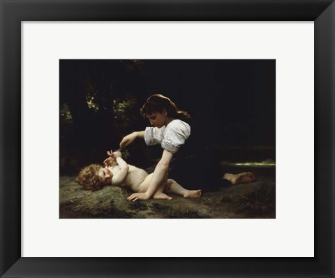 Framed Young Woman and Child, 1881 Print