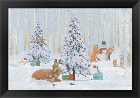 Framed Christmas Critters Bright I Print