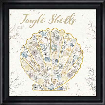 Framed Seaside Blossoms I Blue Jingle Print