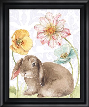 Framed Spring Softies Bunnies III Purple Print