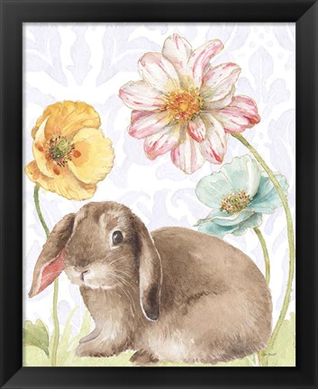 Framed Spring Softies Bunnies III Purple Print