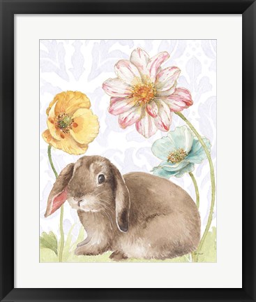 Framed Spring Softies Bunnies III Purple Print