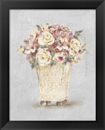 Framed Parlor Roses I Sage Print