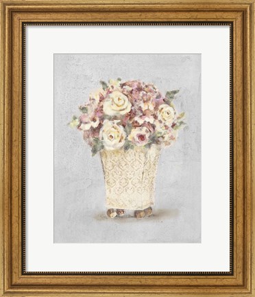 Framed Parlor Roses I Sage Print