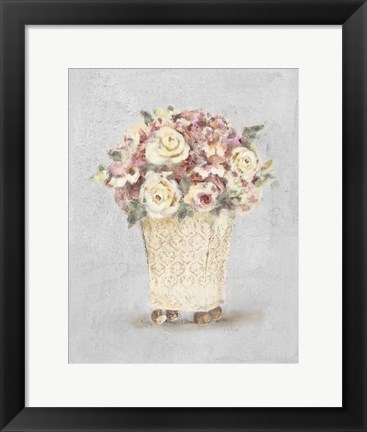 Framed Parlor Roses I Sage Print