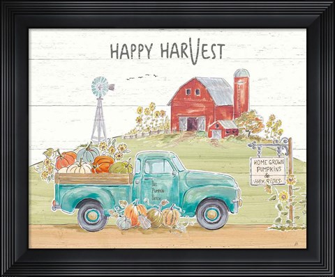 Framed Fall Market I Pumpkin Patch Print