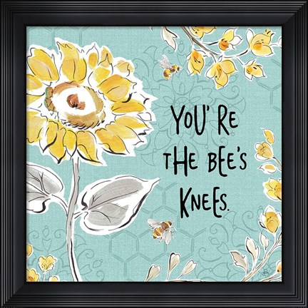 Framed Bee Happy II Linen Print