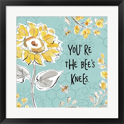 Framed Bee Happy II Linen Print