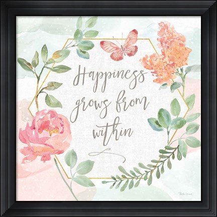 Framed Watercolorful V Happiness Print