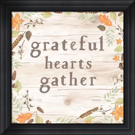 Framed Autumn Offerings I Light Grateful Print