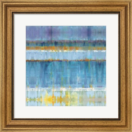 Framed Abstract Stripes Blue Print
