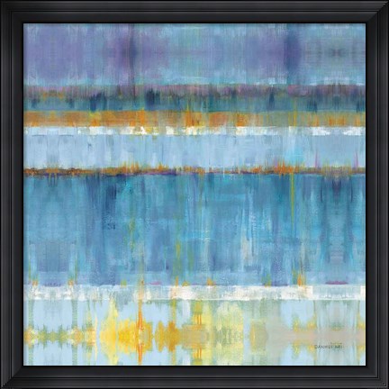 Framed Abstract Stripes Blue Print