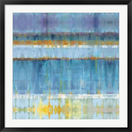 Framed Abstract Stripes Blue Print