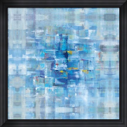 Framed Abstract Squares Blue Print