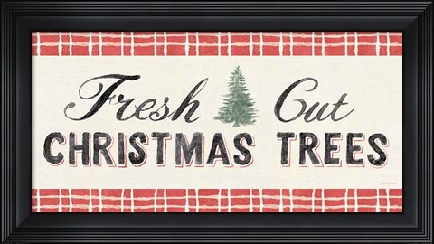 Framed Floursack Holiday V Black Red Border Print